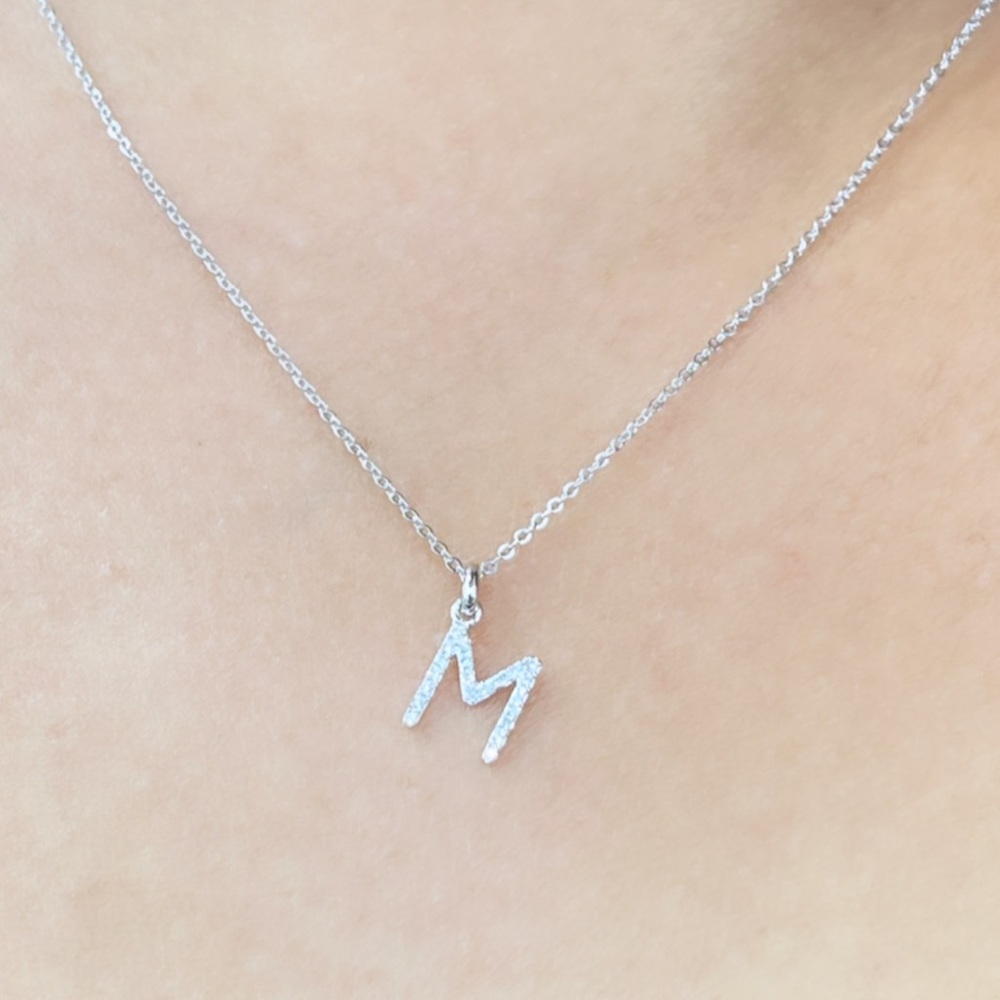 Gold Necklace With M Diamond Pendent